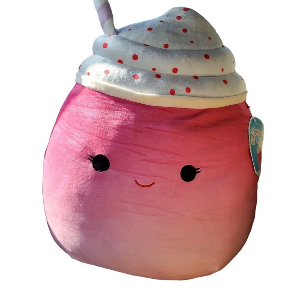 Squishmallow Cinnamon the Frozen Yogurt Pink Drink 16" Plush Toy Kellytoy XLarge